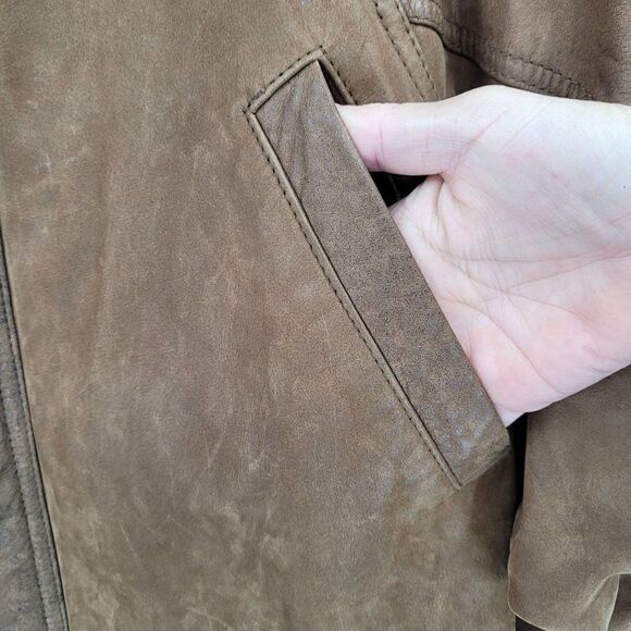 Vintage 80s IOU Leather Trench Mad Max Apocalyptic Mottled Brown Dolman Long XL - Picture 9 of 16